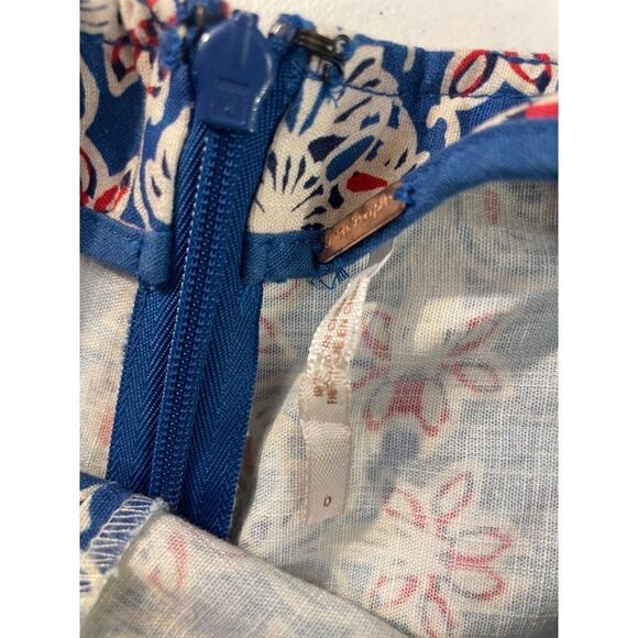 Free People Blue Floral Cotton blend Open Back Shorts Romper size 0 - Picture 5 of 5